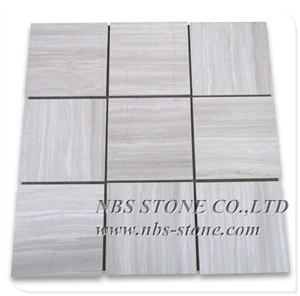 White Wooden Marble Tile Honed Slab Flooring Wall