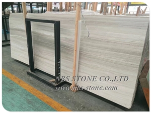 White Wooden Marble Tile Honed Slab Flooring Wall