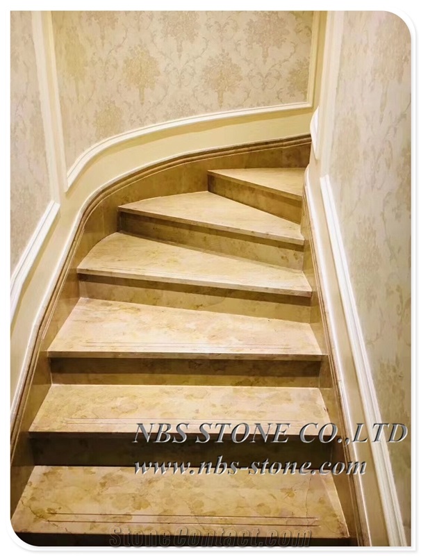 Yellow Marble Golden Flooring Stairs