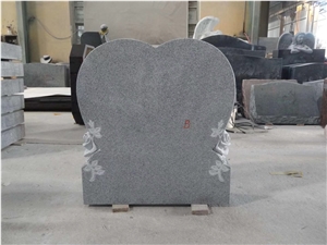 Grey Granite Heart Shape Tombstone Monument