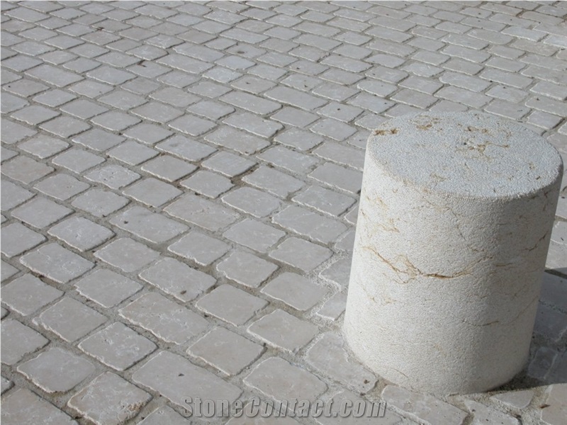 Beige Limestone Cube Stone & Pavers, Cobble Stone  Pavements