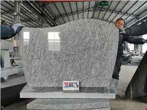 Longshan White Granite Engraved Double Tombstones