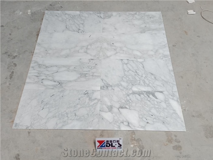 Polished Arabescato White Marble Tiles