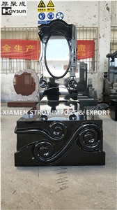 Black Color Headstone Tombstone with Shawl Design