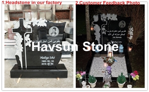 Etched Black Cross and Rose Monuments,Tombstones