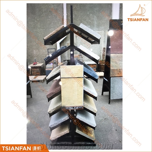 Natural Stone Two Sides Metal Display Stand Rack