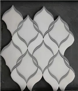Arabesque Leaf Pattern White Mosaic Decor Tiles