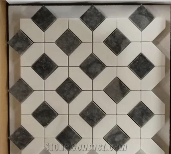 Blacktone Octagonal Mosaic for Bathroom Flooring