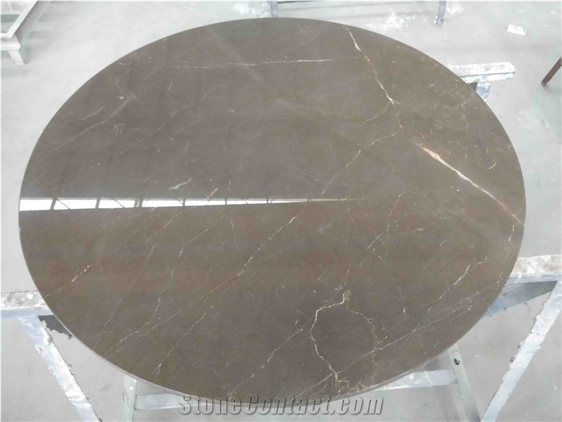 China Cheap Coffee Brown Marble Round Table Tops