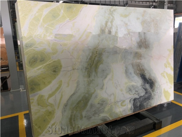 China Ink Painting Spring Dream Green Marble Slabs