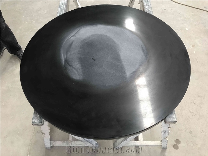 China Pure Black Quartz Table Tops for Commercial