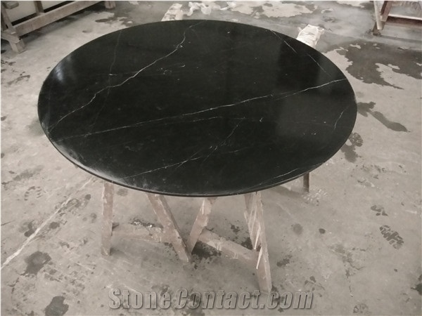 Classic Nero Marquina Marble Dining Table