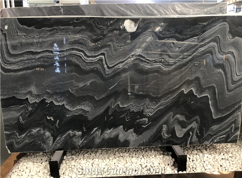 Crystal Black Wave Quartzite Room Kitchen Decor from China 