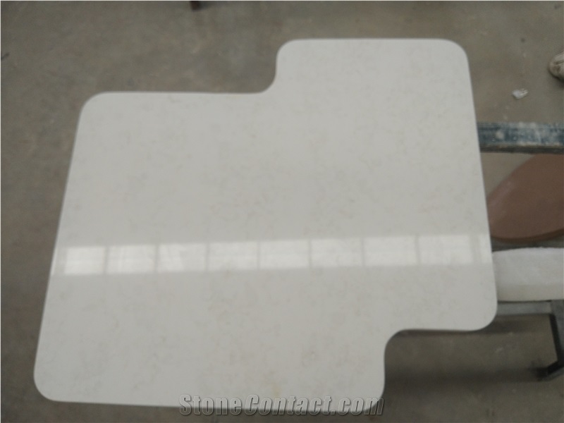 Hotel Furnishing Irregular White Quartz Tables, Commercial Counters
