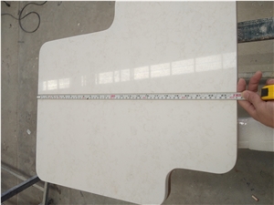 Hotel Furnishing Irregular White Quartz Tables, Commercial Counters