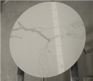 Custom Statuario Bianco Quartz Round Tea Table Top