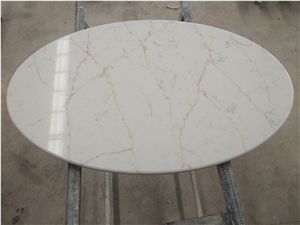 Custom White Quartz Stone Tops Oval Dining Table