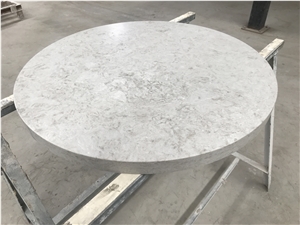 Grey Quartz Stone Honed Round Desk Cafe Table Top