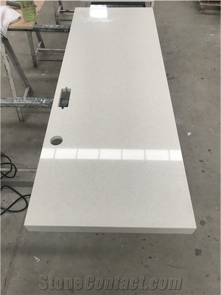 Hausys Cirrus White Headboard Desk Stone Top