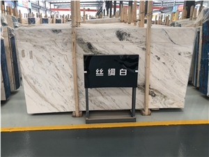 New China Silk White Marble Slabs for Flooring