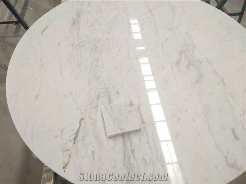 New Volakas White Marble Round Table Tops Design