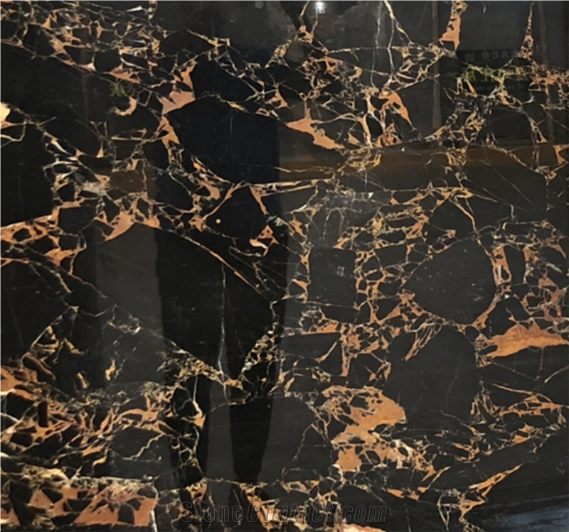 Polished Italy Nero Portoro Gold Marble Wall Floor