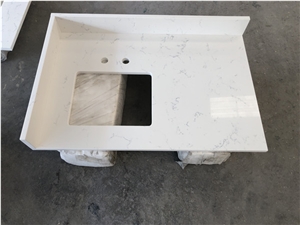 Polished Lyra White Quartz Vanity Countertop