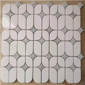 Polished White Marble Oval Mosaic Tile for Kitchen