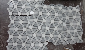 Polygon Bianco Carrara White Marble Mosaic Tiles