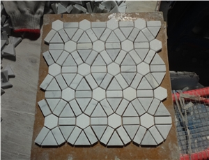Polygon Bianco Carrara White Marble Mosaic Tiles