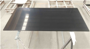 Pure Black Quartz Dinner Table Tops For Hospitaity