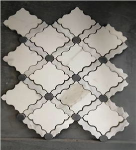 Rhombus White Mosaic Tile Bathroom Wall Design
