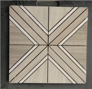 Traiangle Geometric Wooden Marble Mosaic Tiles