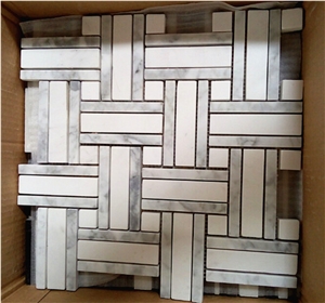 Volakas White Arrow Shape Mosaic Tiles for Wall