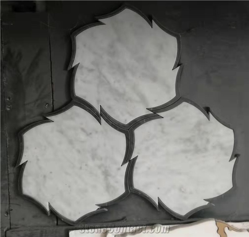 Water-Jet Bianco Carrara Cd Mosaic Flower Tiles