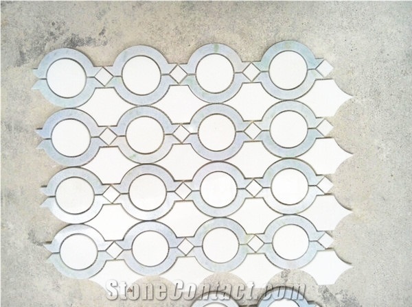 White Marble Circle Bubble Round Mosaic for Floor