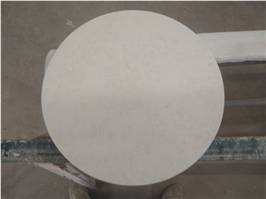 White Quartz Stone Round Cafe Table Top Design