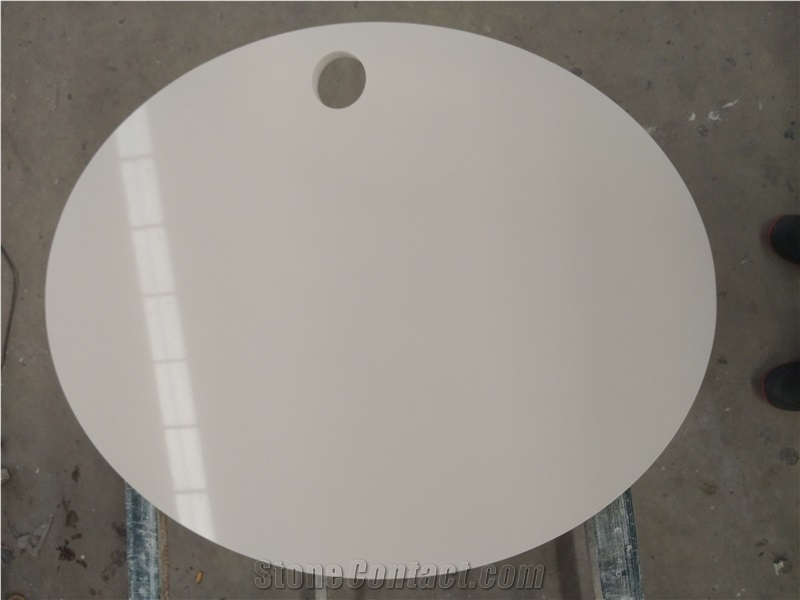 White Sand Quartz Oval Nightstand Furniture Tops