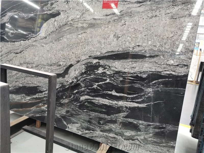 Cosmic Black Granite Slabs for Kitchen Countertops
