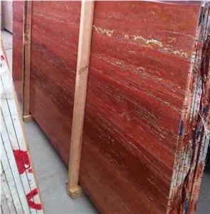 Red Travertine Slab & Tile, Iran Red Travertine