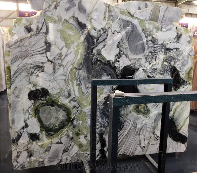 Ice Green White Beauty Cold Jade Marble Slab Tile
