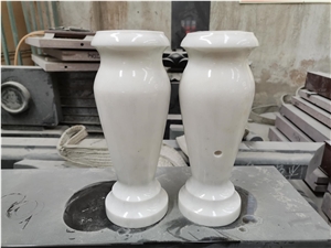 Turned Vase (All Polished) White Marble