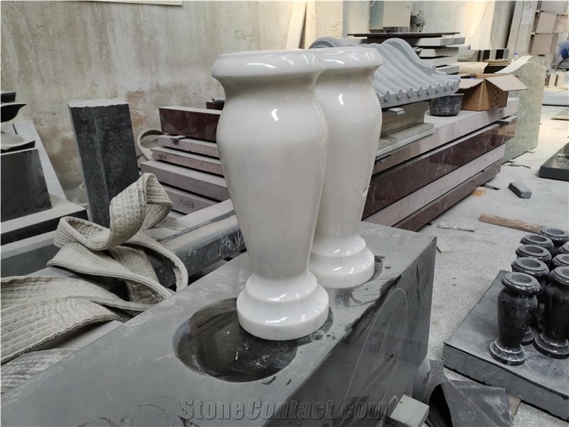 Turned Vase (All Polished) White Marble