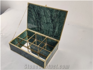 Indian Green Marble Jewelry Boxes Gift Article
