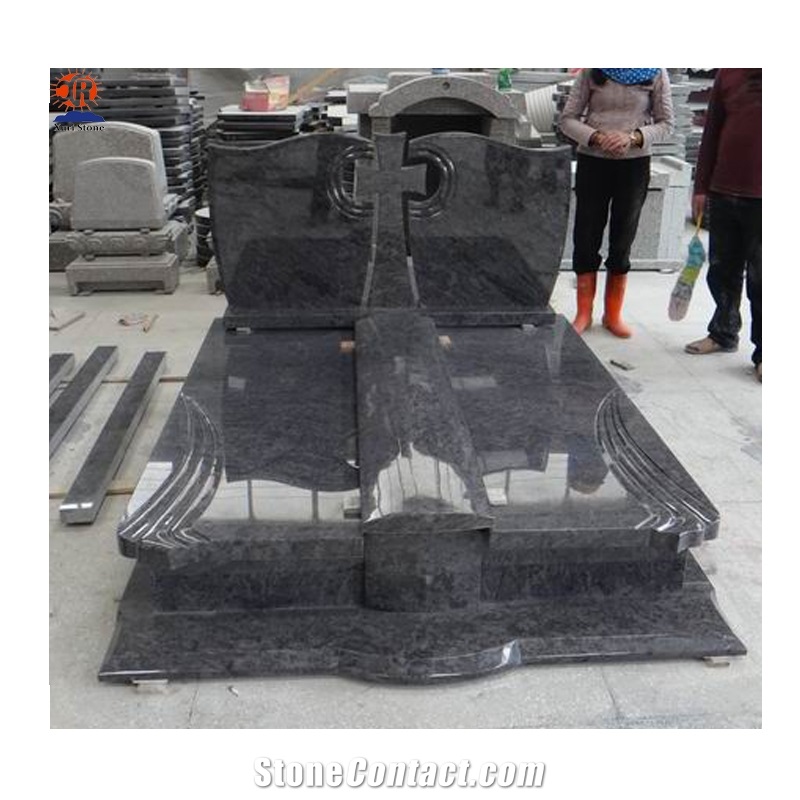 China Factory Indian Black Jet Black Granite Tombstone