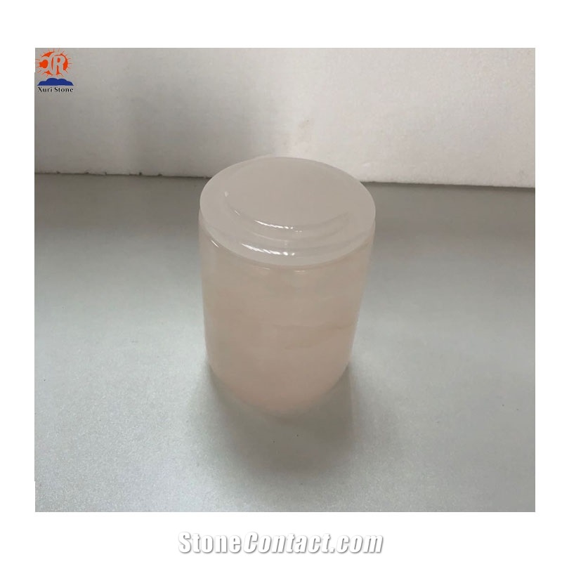 Natural Pink Onyx Candle Jars Holder