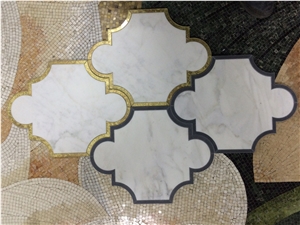 Statuario Carrara Gold Platinum Marble Waterjet Mosaic