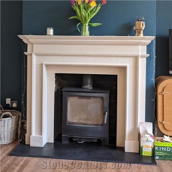 Rosal B Limestone Fireplace Mantel from Portugal - StoneContact.com