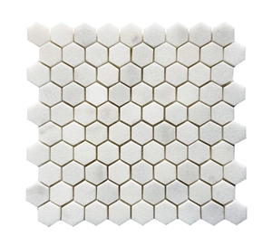 1" Hexagon White Marble Polished Mosaic