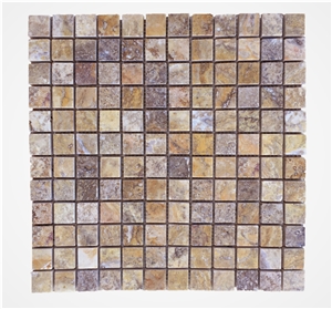 1"X1" Gold Scabos Travertine F/H Mosaic